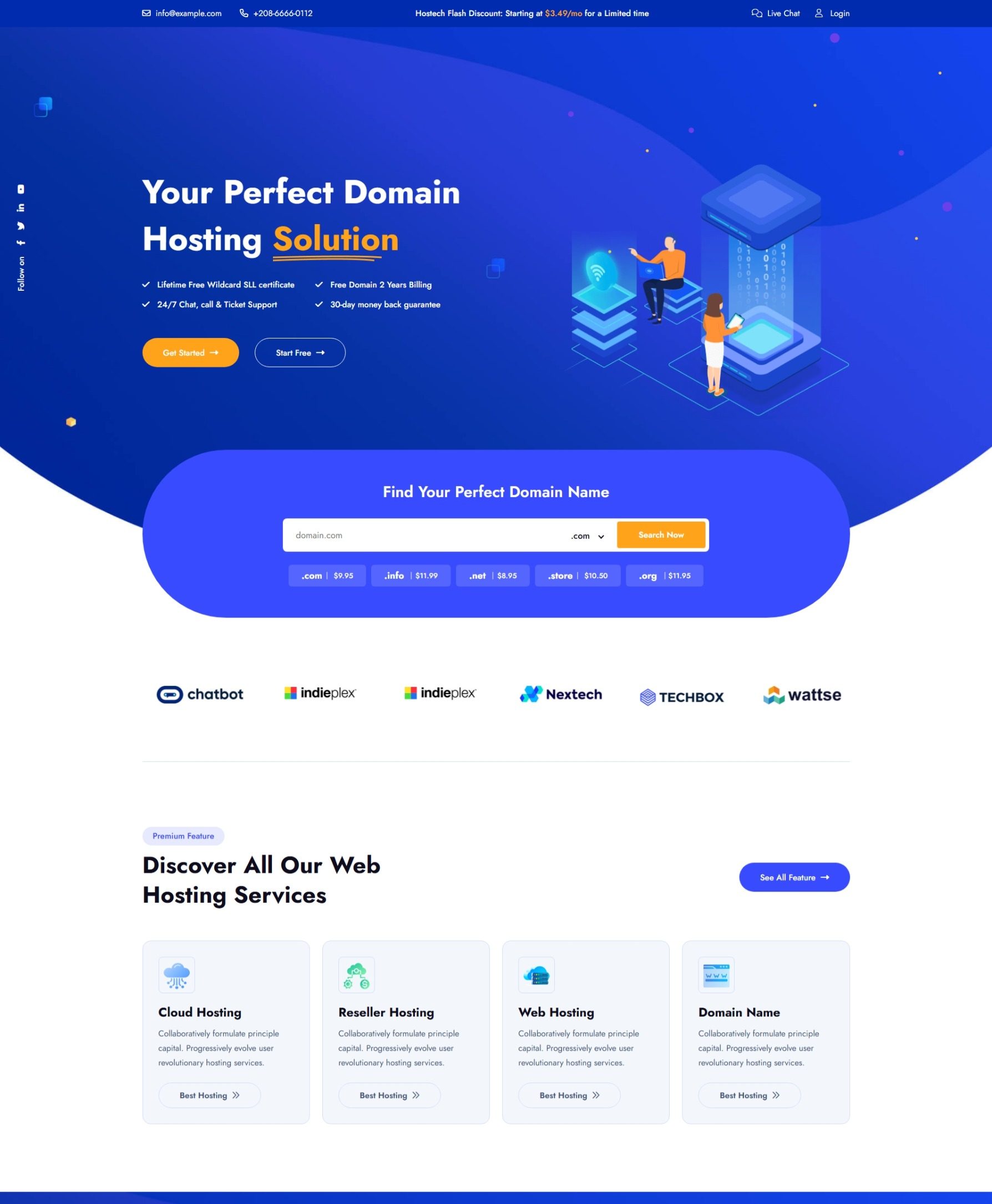 云服务器ECS主机蓝色网页模板